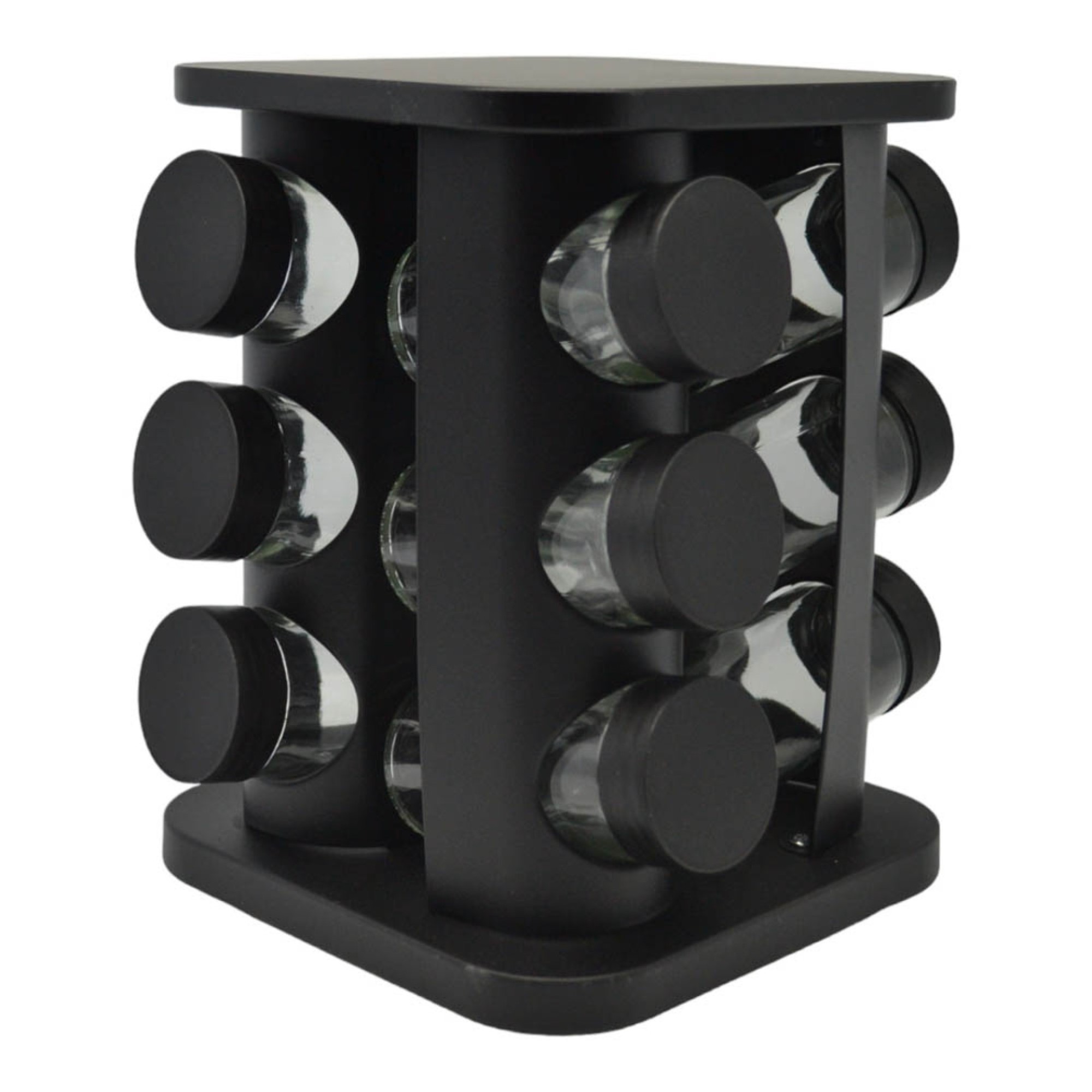 Βάση Μπαχαρικών Περιστρεφόμενη 12τεμ ΜΑΥΡΗ ΜΕΤΑΛΛΙΚΗ 16x16x22εκ. 829200