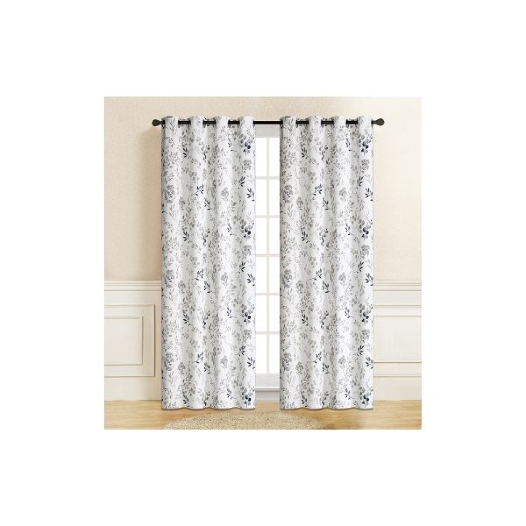 Κουρτίνα Δωματίου Blackout Εμπριμέ 140×260 cm Σχέδιο Λευκό Γκρι Και Μπλε