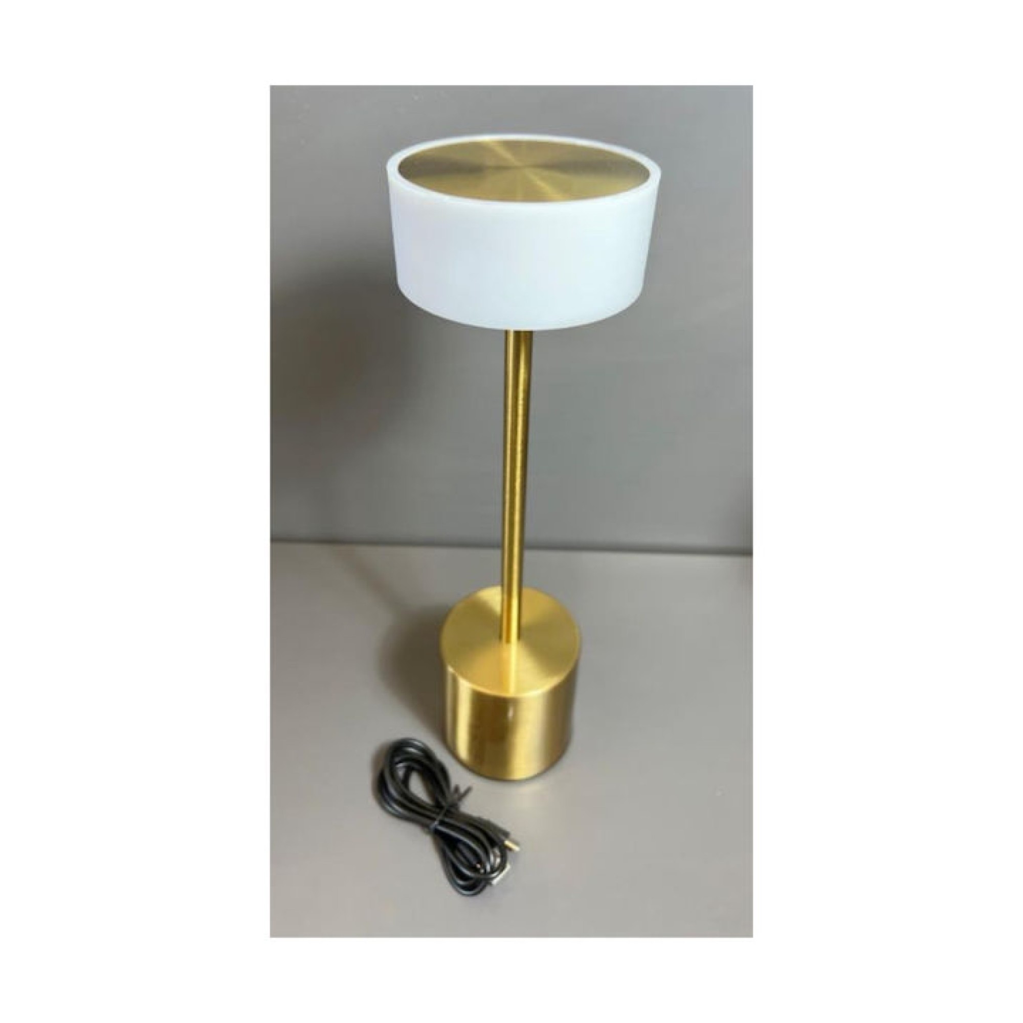Φωτιστικό Επιτραπέζιο Led Αφής Χρυσό Ματ Με Λευκό Καπέλο