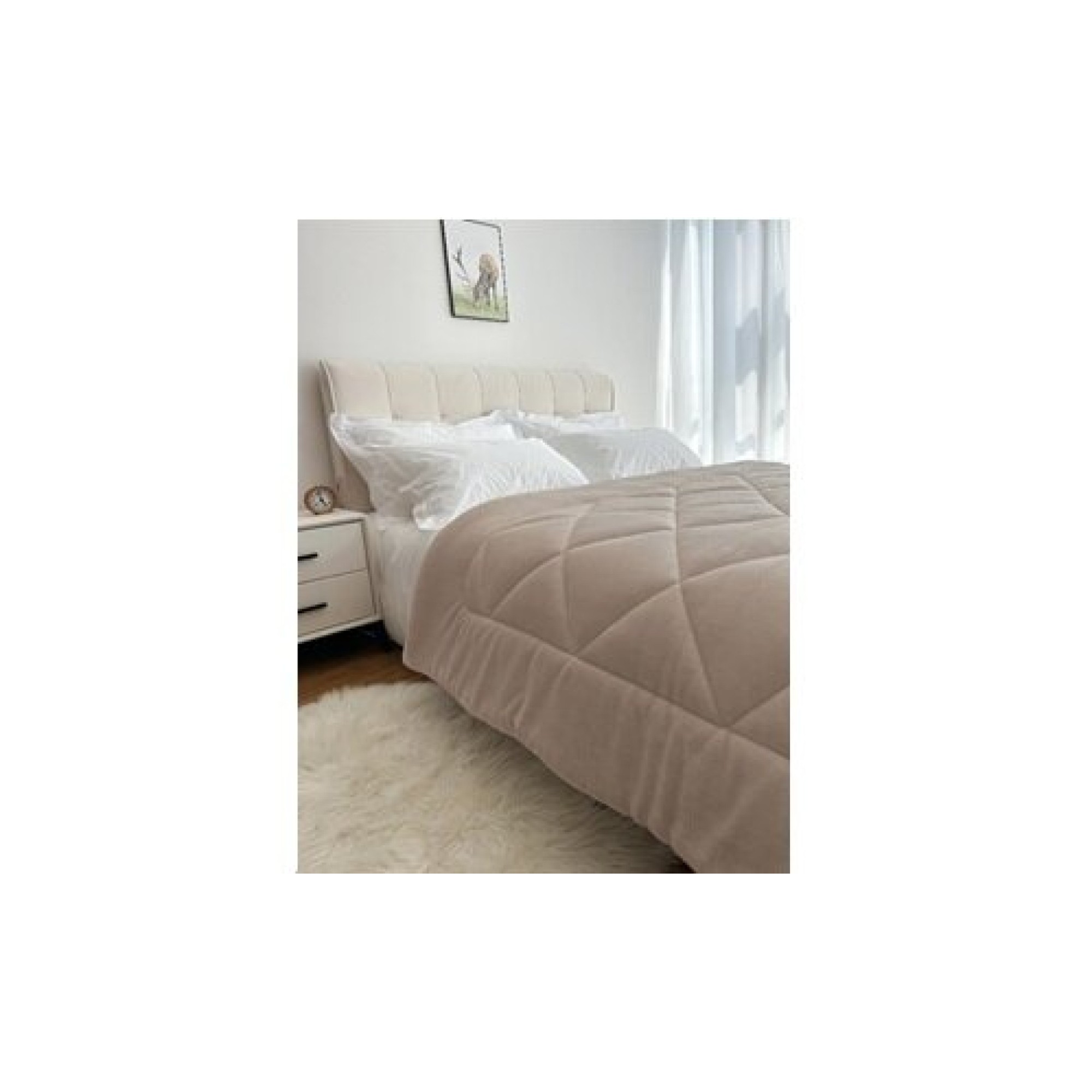 Κουβερτοπάπλωμα Διπλό SHERPA 220X240εκ Σε Μπεζ Χρώμα