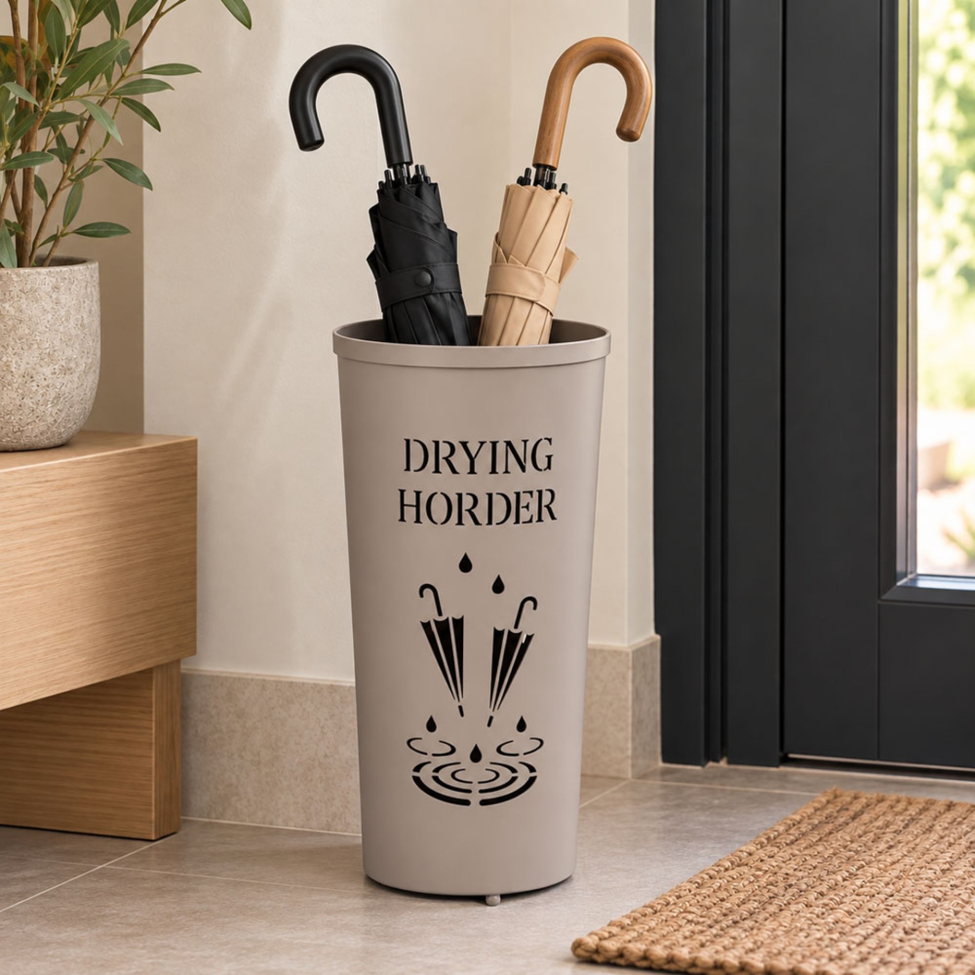 Ομπρελοθήκη Μεταλλική TAUPE Με Σχέδιο DRYING HORDER 24x24x48εκ. 855896