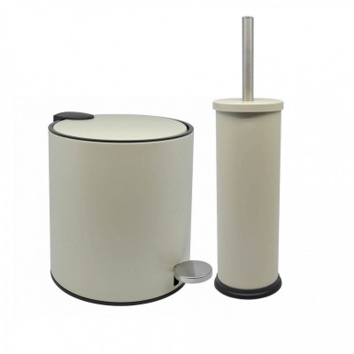 815364-811885 Σετ Καλάθι Μπάνιου 5lit.Inox Μπεζ Ματ Soft Close Με Πιγκάλ