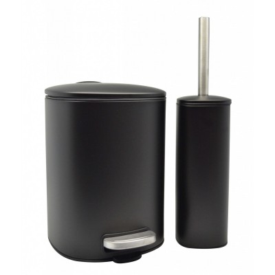 824748-824762 Σετ Καλάθι Μπάνιου 5Lit. Inox Τετράγωνο Μαύρο Ματ Soft Close Με Πιγκάλ