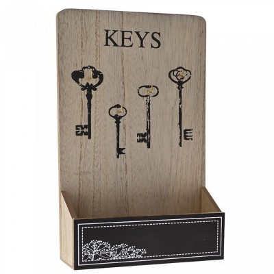 Ξύλινη Κλειδοθήκη Μαύρο/Φυσικό  KEYS 20Χ6Χ32 εκ.