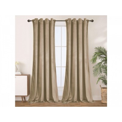 Κουρτίνα Δωματίου Velvet Με Τρουκς 140×260 cm Μπεζ