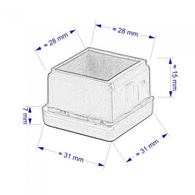 Τάπα Πλαστική Τετράγωνη Χωνευτή 30 mm x 30 mm Σε Χρώμα Μαύρο