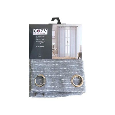 Κουρτίνα Δωματίου Stripes 140×260 cm Γκρι