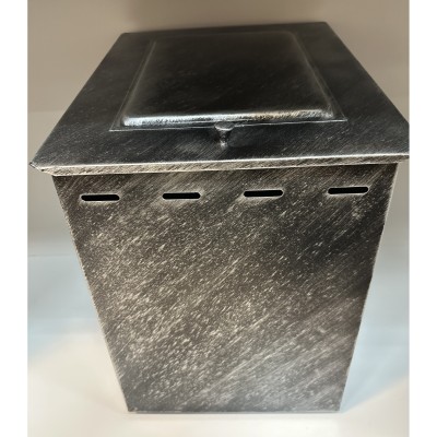 Ξυλιέρα Με Καπάκι 53x44x37cm Πατίνα Μαύρο-Ασημί 0009