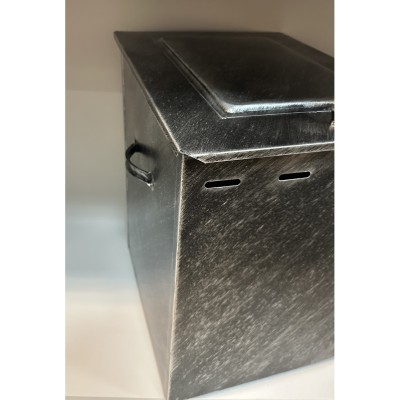 Ξυλιέρα Με Καπάκι 53x44x37cm Πατίνα Μαύρο-Ασημί 0009