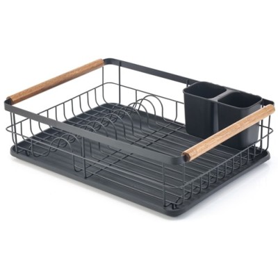 Πιατοθήκη Μεταλλική με Ξύλινες Λαβές 44Χ32Χ12,5εκ.