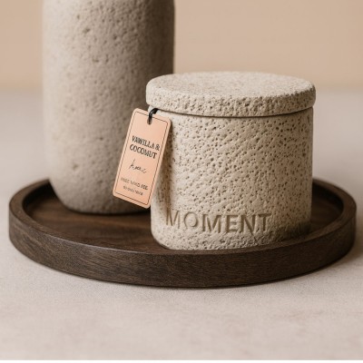 Αρωματικό Κερί VANILLA & COCONUT Σε Τσιμεντένιο Δοχείο Με Καπάκι 8,8x8,8x8,4εκ. ANKOR 849536