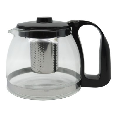 Τσαγιέρα Γυάλινη Με ΙΝΟΧ Φίλτρο 1,25lt Διάφανη Με Πλαστική Μαύρη Λαβή 842322