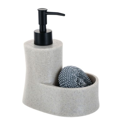 Dispenser Κουζίνας Πολυεστερικό Με Θήκη Για Σφουγγάρι  Εκρού Με Όψη Πέτρας 14,5x10x17,5εκ.ANKOR 850037