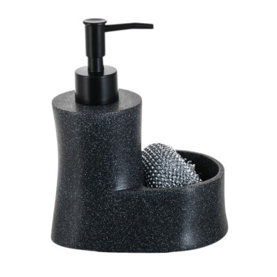 Dispenser Κουζίνας Πολυεστερικό Με Θήκη Για Σφουγγάρι  Μαύρο Με Όψη Πέτρας 14,5x10x17,5εκ.ANKOR 850044