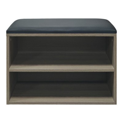 Παπουτσοθήκη-Σκαμπό 6 ζεύγων Mε Mαύρο Mαξιλάρι Σε Φυσική Απόχρωση 80x32x44εκ ΜΙΚ-0197