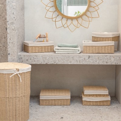 Καλάθι  Απλύτων BOTANICA 40x40x50cm Mε  Εσωτερική  Επένδυση & Καπάκι