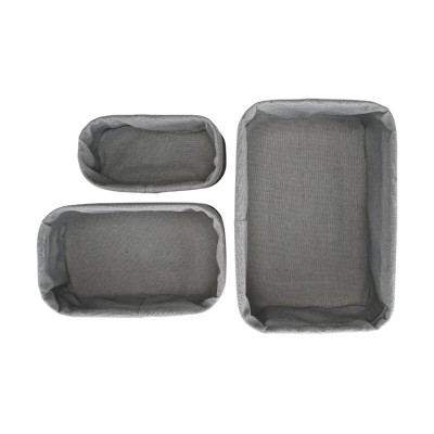 Καλάθι Οργάνωσης BAMBOO ESSENTIALS Mε Επένδυση ΣΕΤ 3ΤΕΜ. Μαύρο