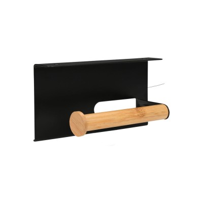Χαρτοθήκη Επιοίχια BAMBOO ESSENTIALS Με Θέση Για Κινητό Μεταλλική Μαύρη