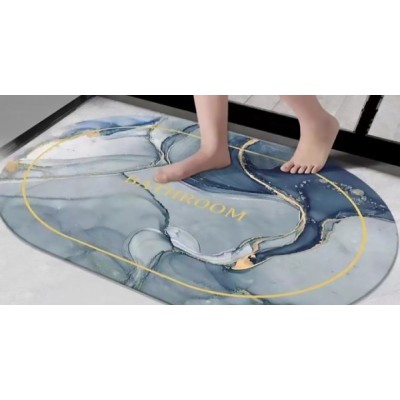 Αντιολισθητικά Πατάκια Μπάνιου από Μικροϊνες 40 x 60 Μπλε-Χρυσό σχέδιο Νο6