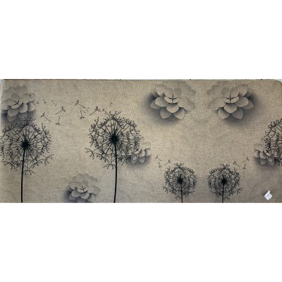 Τάπετο Με Λάστιχο 60Χ138εκ. Λουλούδια Γκρι Με Υφή Λινού Ψάθας