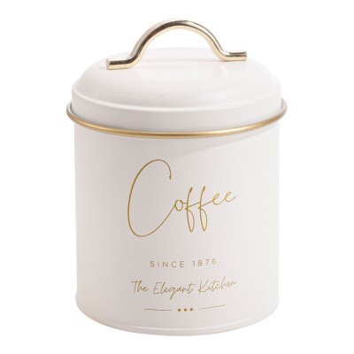 Σετ 2 Μεταλλικά Βάζα ΛΕΥΚΑ ΜΕ ΧΡΥΣΕΣ Λεπτομέρειες Coffee Sugar 11x16εκ. 850136