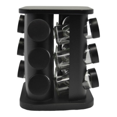 Βάση Μπαχαρικών Περιστρεφόμενη 12τεμ ΜΑΥΡΗ ΜΕΤΑΛΛΙΚΗ 16x16x22εκ. 829200