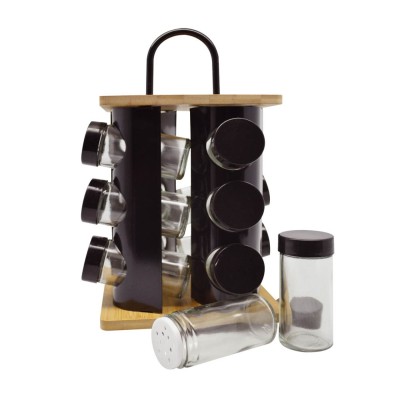 Βάση Μπαχαρικών Περιστρεφόμενη 12τεμ ΜΠΑΜΠΟΥ ΜΕ ΜΕΤΑΛΛΟ 16x16x29,5εκ. 824427