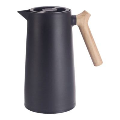 Κανάτα Θερμός 1lt ΜΑΥΡΟ Χρώμα Και Λαβή Όψη Ξύλου 12,5x24εκ. 850839