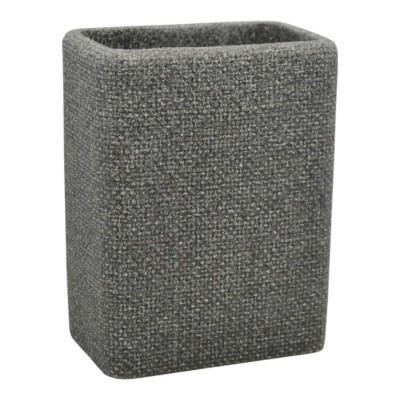 Σετ Αξεσουάρ Μπάνιου Πολυεστερικό Γκρι Με Σαγρέ Υφή