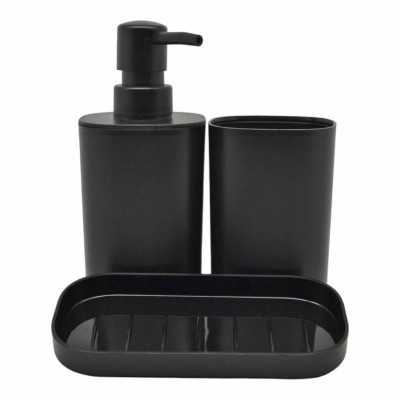 Σετ Αξεσουάρ Μπάνιου Πλαστικό 3 Τεμαχίων Σε ΜΑΥΡΟ Ματ Χρώμα 850051