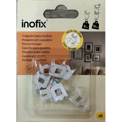 Ιnofix  Γαντζάκι Κορνίζας Για Γυψοσανίδες Λευκό 8τεμ 3003-2