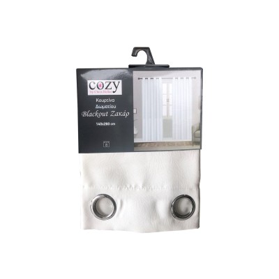 Κουρτίνα Δωματίου Blackout Ζακάρ 140×260 cm Λευκή