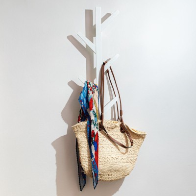 Κρεμάστρα  Τοίχου BAMBOO Κάθετη 6 Θέσεων Με Πλακέ Γάντζους Σε Λευκό Χρώμα 04-19716