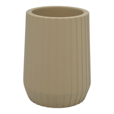 Σετ Αξεσουάρ Μπάνιου Πολυεστερικό Μπεζ  Με Ρίγες