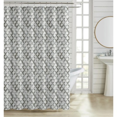 Κουρτίνα Πολυεστερική 180x200εκ 90gsm Με 12 Κρίκους Γεωμετρικό Μοτίβο Σε Γκρι Χρώμα 846290
