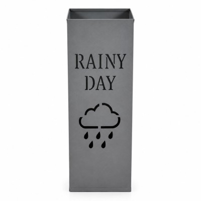 Ομπρελοθήκη  Μεταλλική Γκρι Ματ Με Σχέδιο RAINY DAY 15,5x15,5x48,5εκ 855872