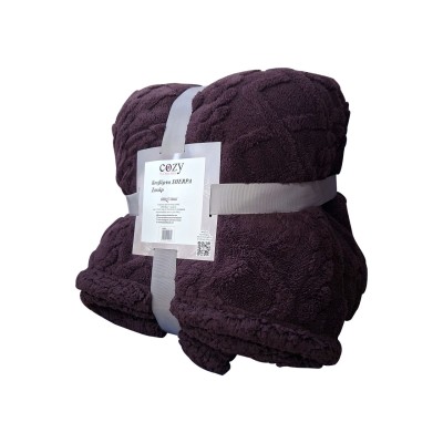 Κουβέρτα Sherpa Ζακάρ Διπλή 200×220 cm Μπορντώ
