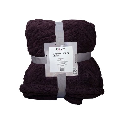 Κουβέρτα Sherpa Ζακάρ Διπλή 200×220 cm Μπορντώ