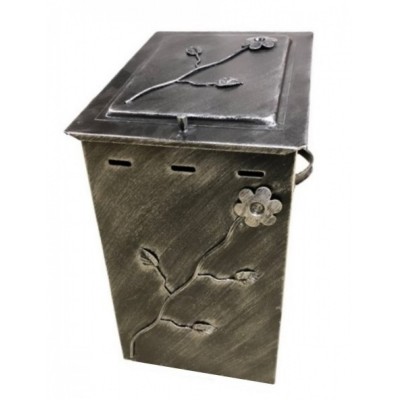 Ξυλιέρα Με Καπάκι 54x40x34cm Πατίνα Μαύρο-Ασημί 0019
